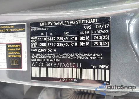 2018 Mercedes-Benz Glc 300 4Matic из США, поврежденный, VIN WDC0G4KB3JV038211